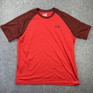 Under Armour Shirt Mens XL Red HeatGear Loose Raglan Athletic Workout Tee